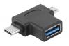  POWERTECH αντάπτορας USB 3.0 (F) σε USB-C & Micro USB CAB-U117, μαύρος (CAB-U117) 