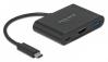  DELOCK  USB-C  HDMI+USB+USB-C PD 2.0 64091, 4K, 15cm,  (64091) 