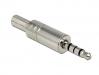  DELOCK ����� 3.5mm Stereo, 4 pin, Bend Protection, Metal, Silver (65546) 